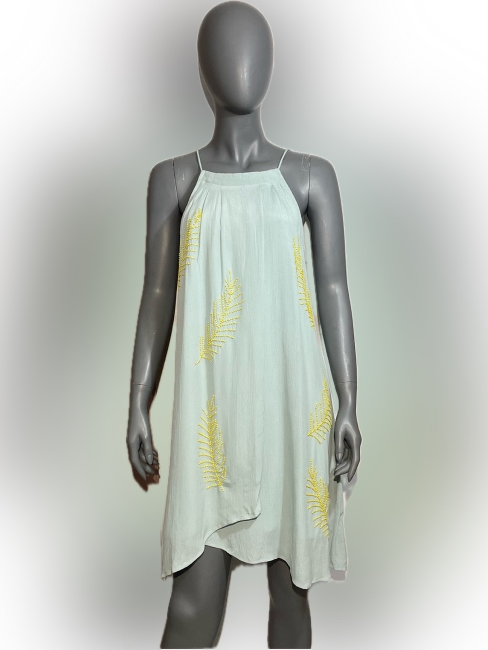 NWOT CIEBON Small Joanna Beaded Palm Light Blue Minidress